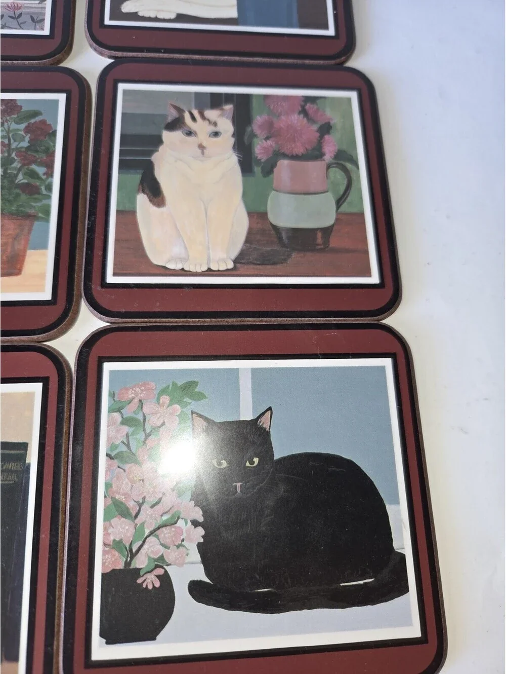 Pimpernel Vintage Cat Coasters Set of 6 Cork Backed Made in England Feline SF3